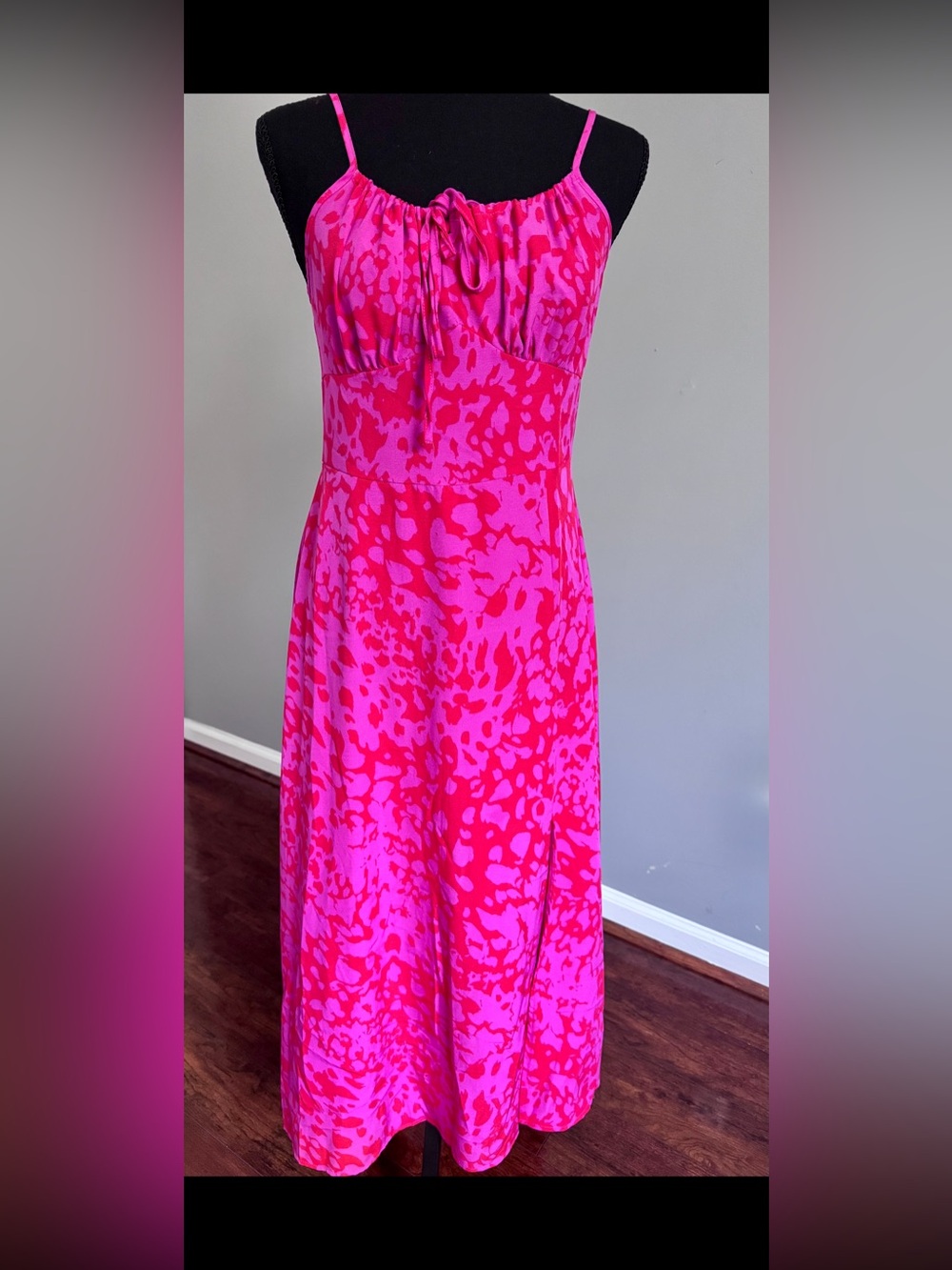 SHEIN Pink and Hot Pink Abstract Print Maxi Dress